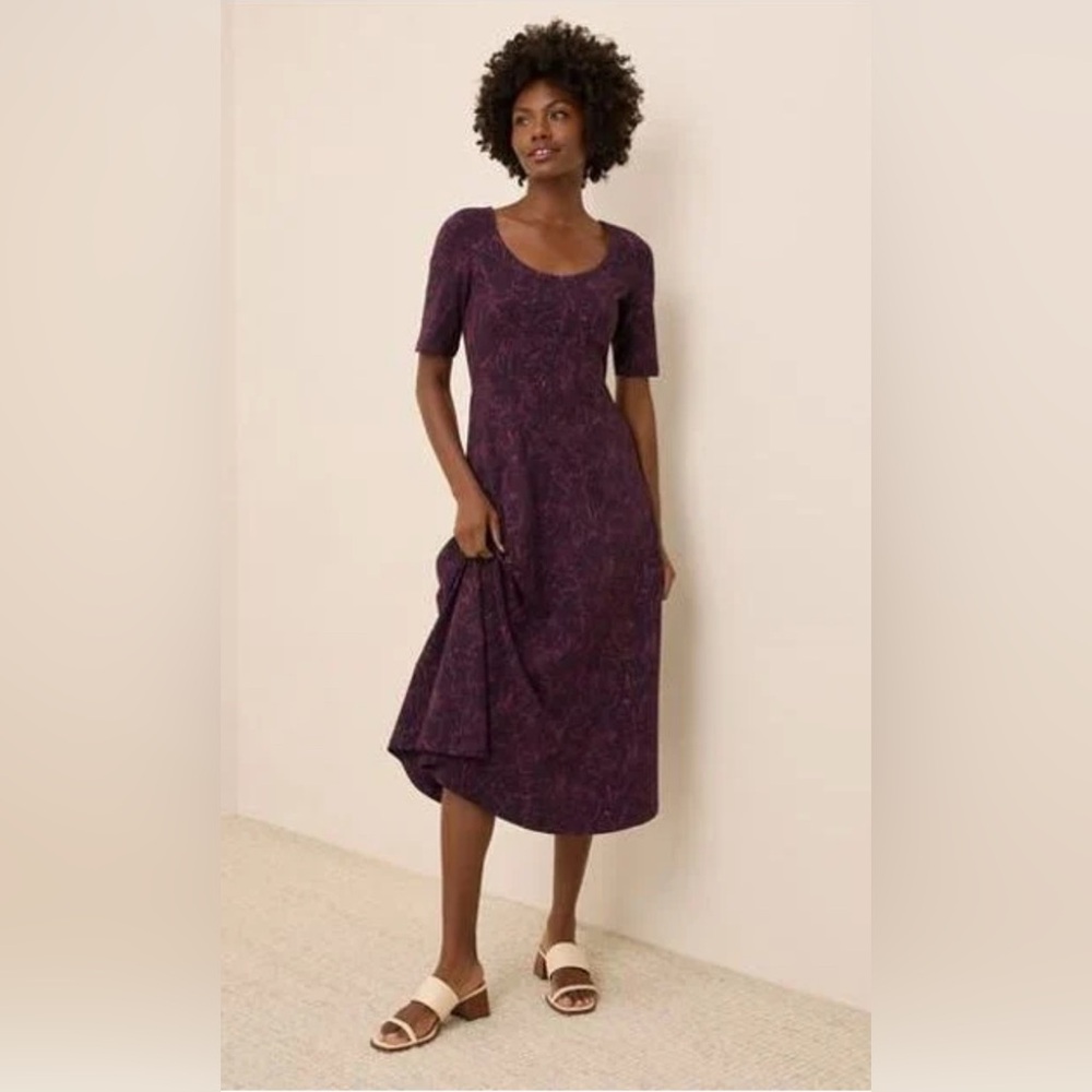 BNWOT Small Pact Women's Garden Sketches Fit & Flare Signature Scoop Dress